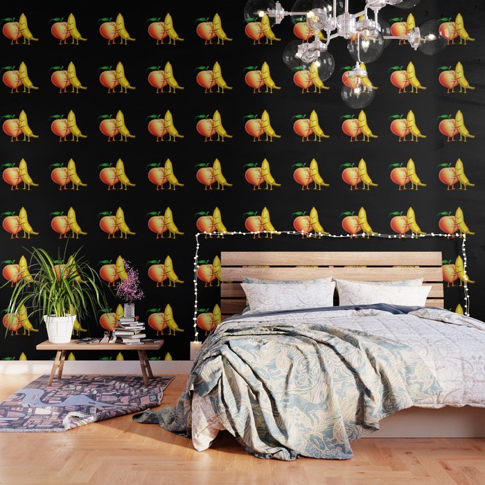 Peach And Banana Cute Friends Wallpaper By Tobefonseca Society6