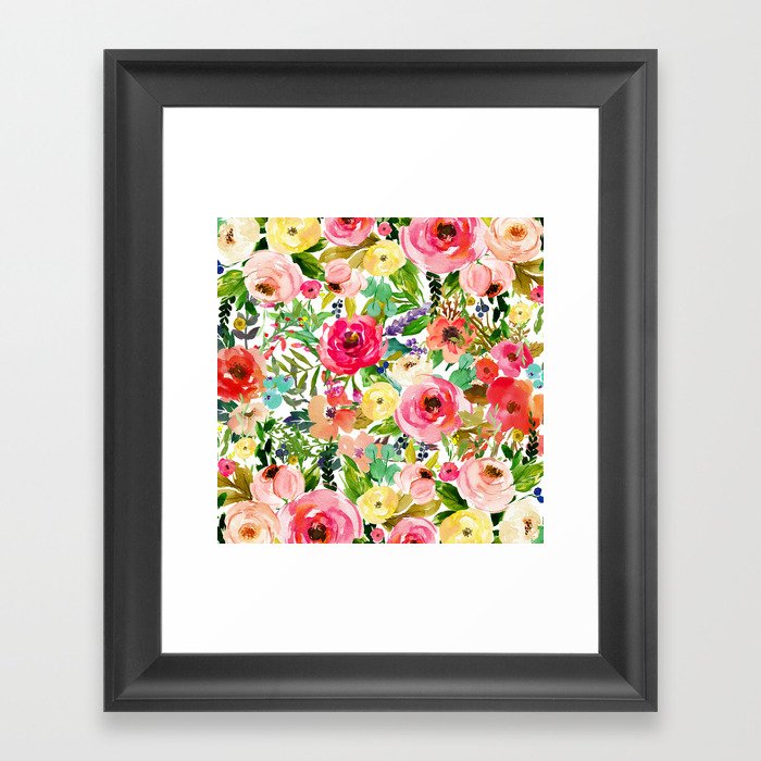 Floral Garden Collage Framed Art Print