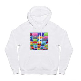 Myriads of Colorful Umbrellas Floating in the Sky portrait painting Hoody | Pillows, Chinatown, Umbrellas, Graphicdesign, Singingintherain, Dinningroom, Rainbow, Floral, Love, Springtime 