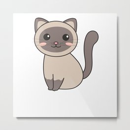 Siamese Cat Kawaii Cats Cute Animals For Kids Metal Print