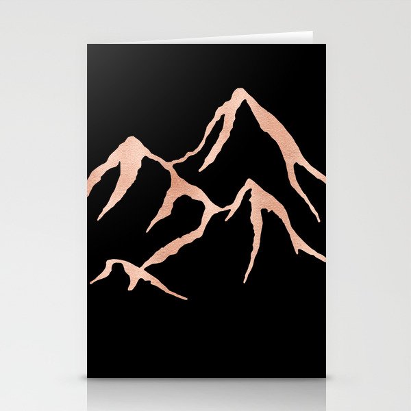 MOUNTAINS Rose Gold on Black Stationery Cards
