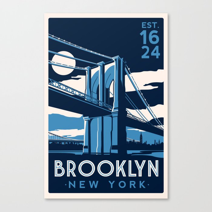 Brooklyn Bridge New York City skyline Vintage Retro Canvas Print