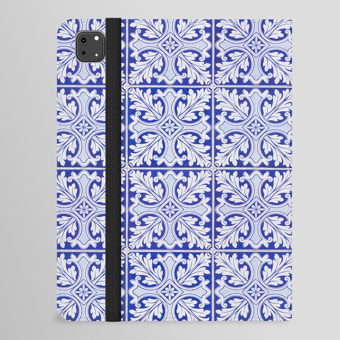 Gorgeous blue tiles with floral pattern. Vintage, traditional Portuguese ceramic tiles. iPad Folio Case