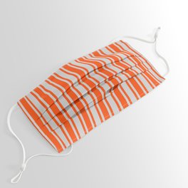 [ Thumbnail: Red & Light Grey Colored Lined/Striped Pattern Face Mask ]