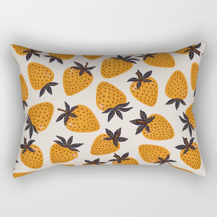 Yellow and Grey Strawberries Rectangular Pillow