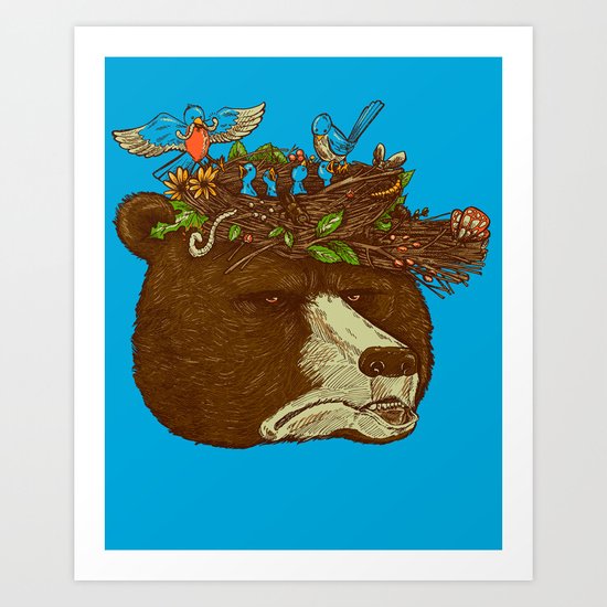 Mr Bear's Nature Hat Art Print