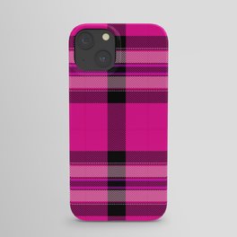 Argyle Fabric Plaid Pattern Pink and Black Colors iPhone Case