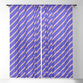 [ Thumbnail: Blue & Dark Salmon Colored Lines Pattern Sheer Curtain ]