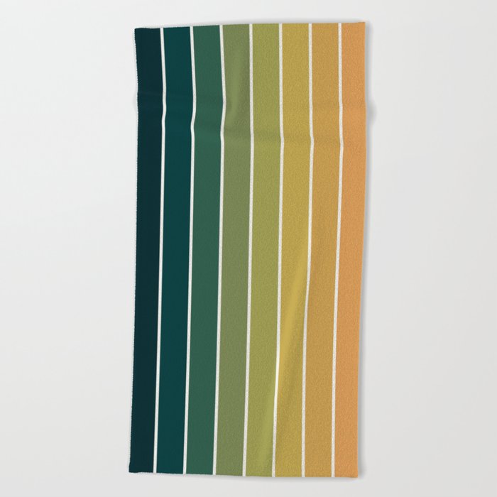 Gradient Arch XXVI Green Tones Mid Century Modern Rainbow Beach Towel