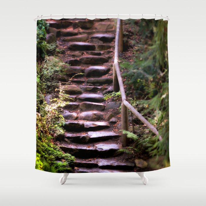 Old Wet Stone Steps Shower Curtain