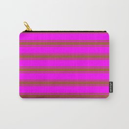 [ Thumbnail: Fuchsia and Sienna Colored Striped/Lined Pattern Carry-All Pouch ]