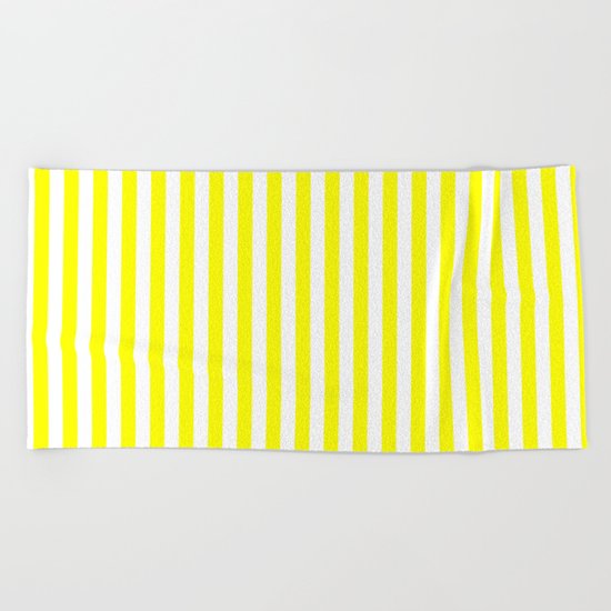 Vertical Stripes (Yellow/White) Beach Towel