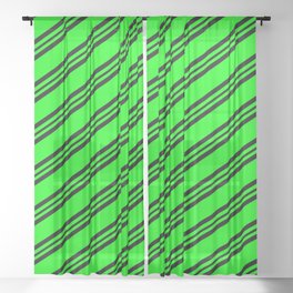 [ Thumbnail: Lime & Black Colored Lines Pattern Sheer Curtain ]