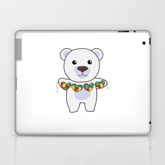 Autism Awareness Month Puzzle Heart Polar Bear Laptop & iPad Skin