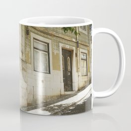 Alfama, Lisbon, Portugal | Old steep street | Walls with worn azulejos Coffee Mug