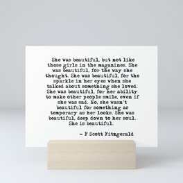 She was beautiful - Fitzgerald quote Mini Art Print