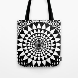 Sun Torus Sacred Geometry Black White Tote Bag