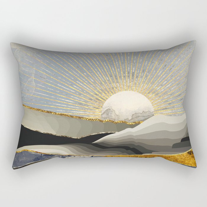 Morning Sun Rechteckiges Kissen | Graphic-design, Digital, Aquarell, Abstrakt, Illustration, Morning, Sonne, Landscape, Contemporary, Hills