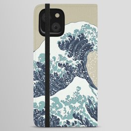 Great Wave with Mount Fuji 19th century japanese style woodblock design vintage illustration iPhone Wallet Case