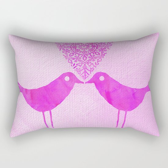 pink Love Birds with heart Rectangular Pillow