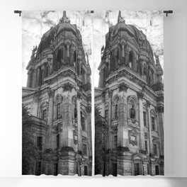Berlin Black and White Photography Blackout Curtain
