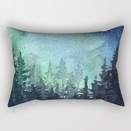 Galaxy Watercolor Aurora Borealis Painting Rectangular Pillow