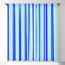 [ Thumbnail: Blue and Turquoise Colored Lines Pattern Blackout Curtain ]