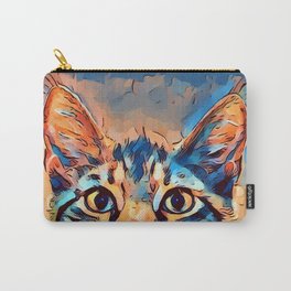 cat face illustration, colorful cat Carry-All Pouch