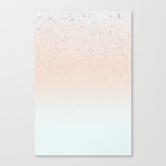 Terrazzo Pastel Colors Soft Fading Gradient Peach+Baby Blue Canvas Print