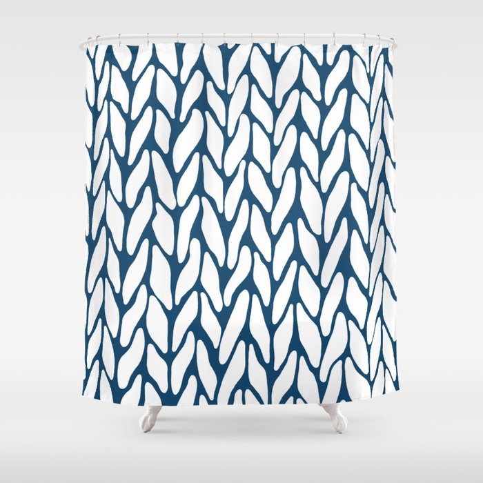 Hand Knitted Navy Shower Curtain