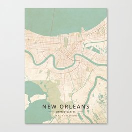 New Orleans, United States - Vintage Map Canvas Print