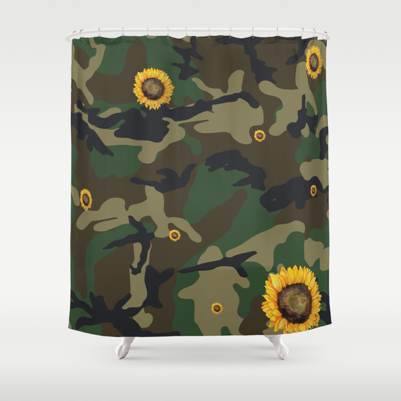 Sunflower Camo Shower Curtain By Artmedina Society6