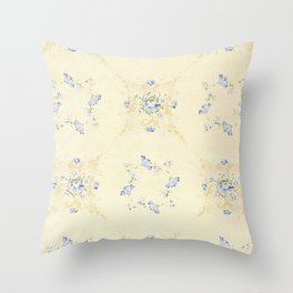 Wreath of Blue Flowers Throw Pillow