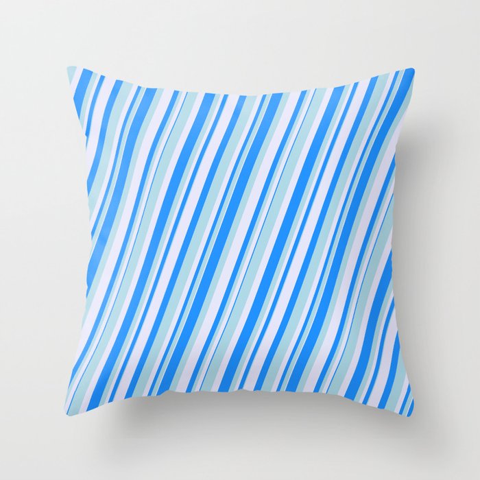 Blue, Light Blue & Lavender Colored Lined/Striped Pattern Throw Pillow