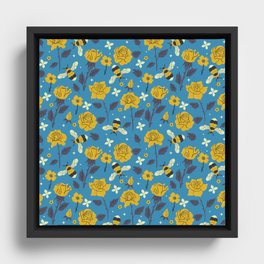 Bees and flowers Framed Canvas