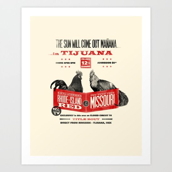 Cockfight! Art Print