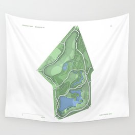 Brooklyn Prospect Park Map (Green) Wall Tapestry
