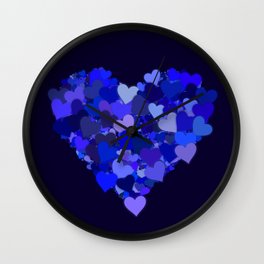 Violet Blue Hearts Wall Clock