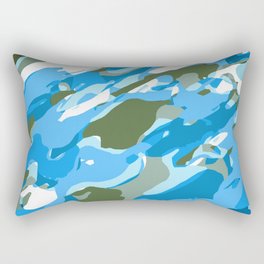 blue and green camouflage texture abstract background Rectangular Pillow