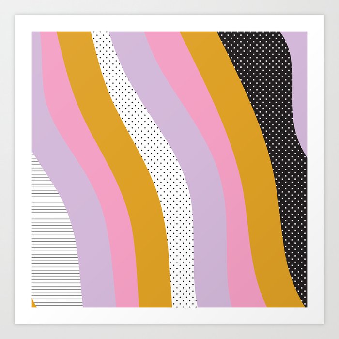 Abstract Print Mixed Colors And Patterns Wavy Lines Art Print By