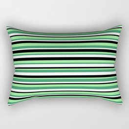 [ Thumbnail: Light Green, Sea Green, Mint Cream & Black Colored Pattern of Stripes Rectangular Pillow ]