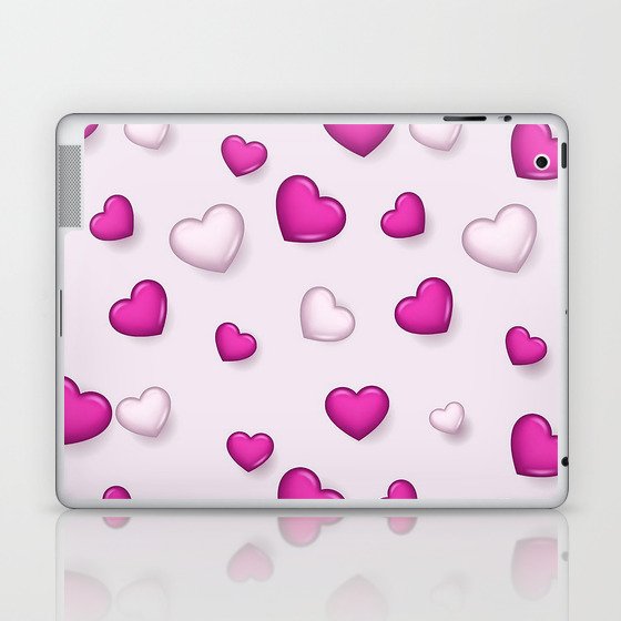 Pink White Valentines Love Heart Collection Laptop & iPad Skin