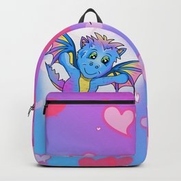 Cute little dragon with a big heart Backpack | Digital, Ink, Heart, Flying, Baby, Friendship, Mythical, Kawaii, Happy, Dragons 