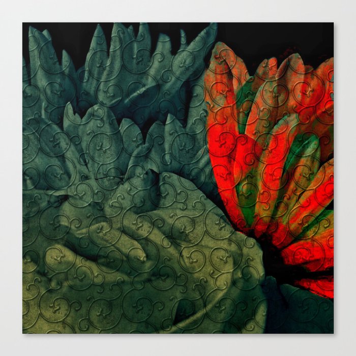 Red Embossed Flower Canvas Print