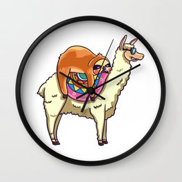 Sloth Riding Llama For Lovers Gift Alpaca Funny Wall Clock