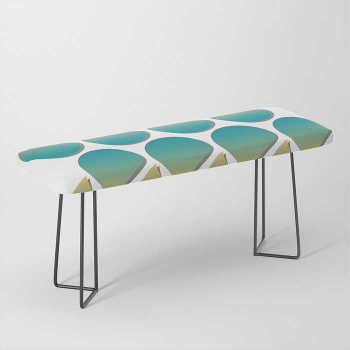 Sand and Sea Turquoise and Yellow Geometric Design Bench