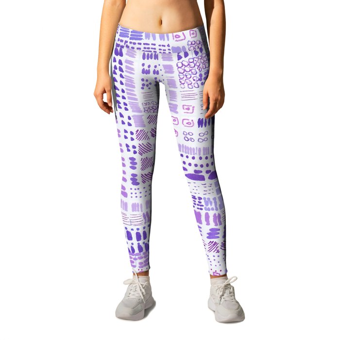 purple lilac ink marks hand-drawn collection Leggings
