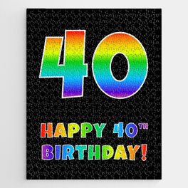 [ Thumbnail: HAPPY 40TH BIRTHDAY - Multicolored Rainbow Spectrum Gradient Jigsaw Puzzle ]