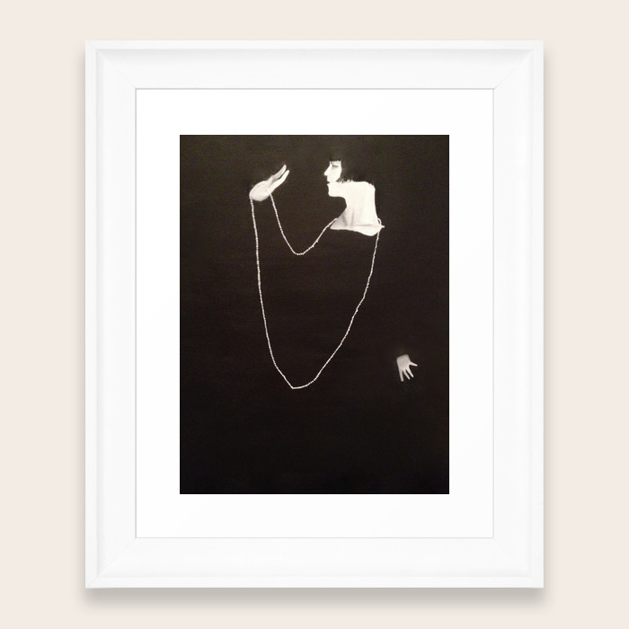 Vintage 1920 S Flapper Painting White On Black Background With