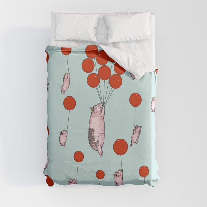 I Believe I Can Fly Pigs Duvet Cover